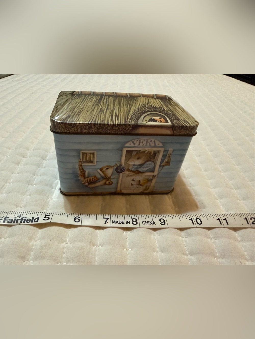 vintage Marjolein Bastin "Vera the Mouse" tin house